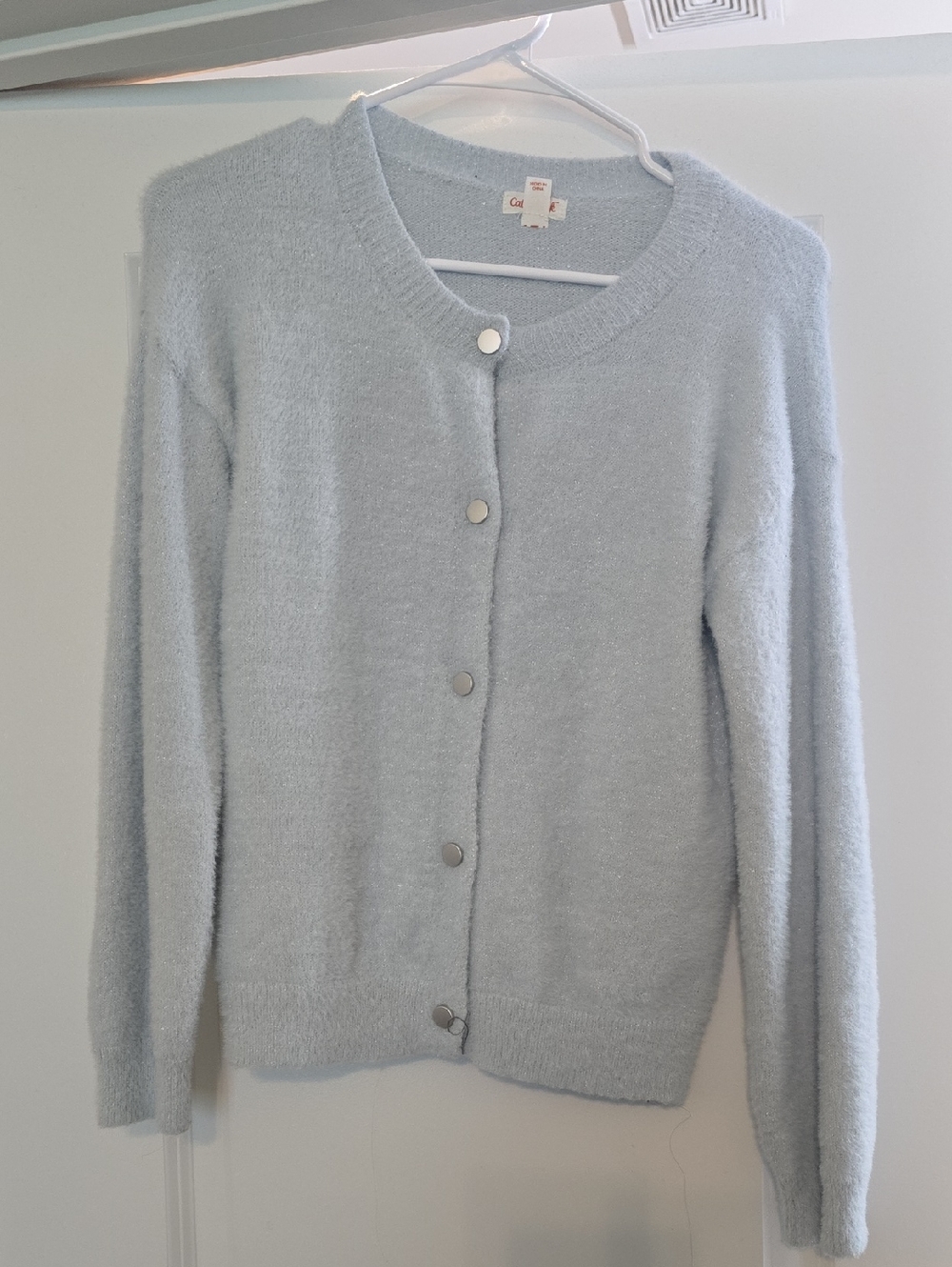 Cat & Jack Light Blue Button-Front Fuzzy Cardigan